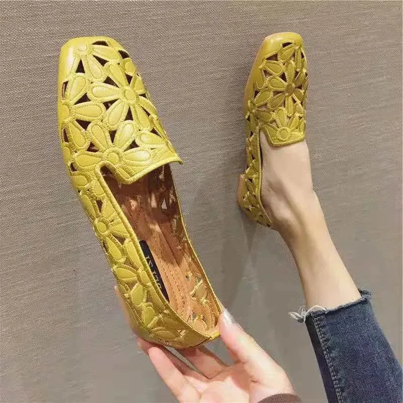 

Breathable Flats Female Shoes Summer 2024 New Arrival Leather Flats Woman Moccasin Loafers Casual Mom Shoes Women's Ballet Flats