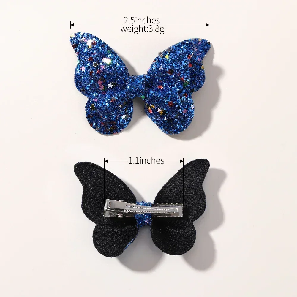 2/4/5Pcs Girls Cute Sequins Double Butterfly Hair Clip Bow Hairpins DIY Headwear Bow Decor Hairgrip Toddler Hair Accessories