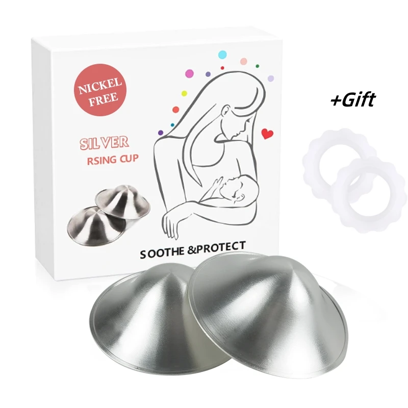 Silver Nursing Cups Nipple Shields For Nursing Newborn Breastfeeding Essentials Protect and Soothe Tri-Laminate Silver nipple shields