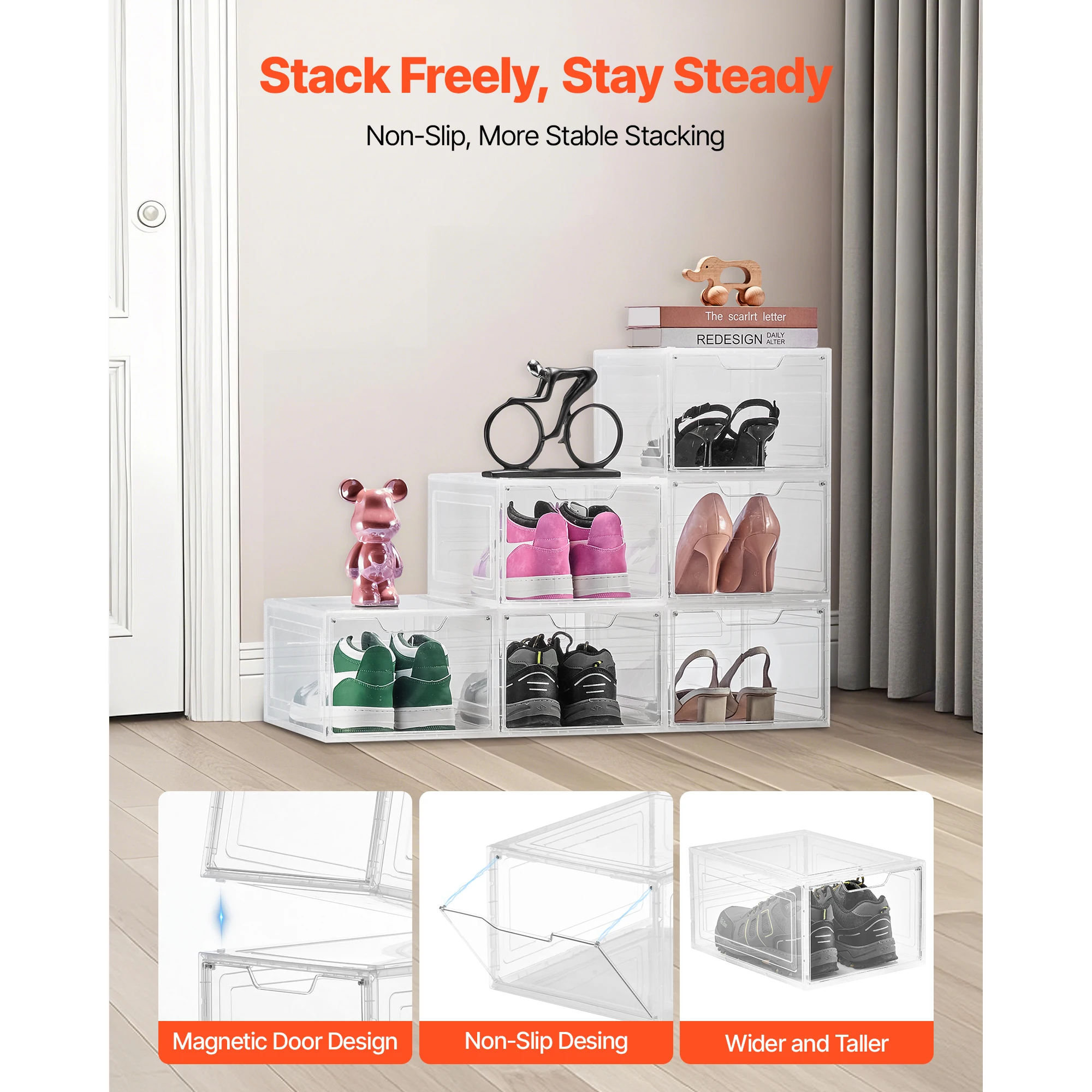 Clear Plastic Stackable Shoe Storage Boxes