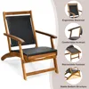 Patio Chaise Lounge Chair - Acacia Wood Folding Rattan Wicker Chair w/Retractable Footrest, Space-Saving Ergonomic 4