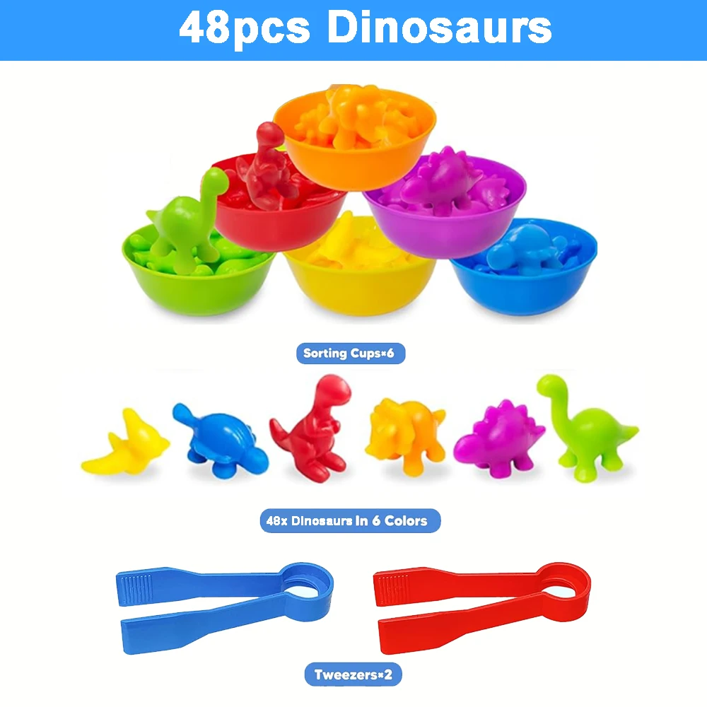 Montessori Tier Sortierung Spielzeug Tier Zählen Farbe Sortieren Dinosaurier Tier Identifikation Fähigkeiten Upgrade für Kinder Geschenk Spielzeug – Detail 7