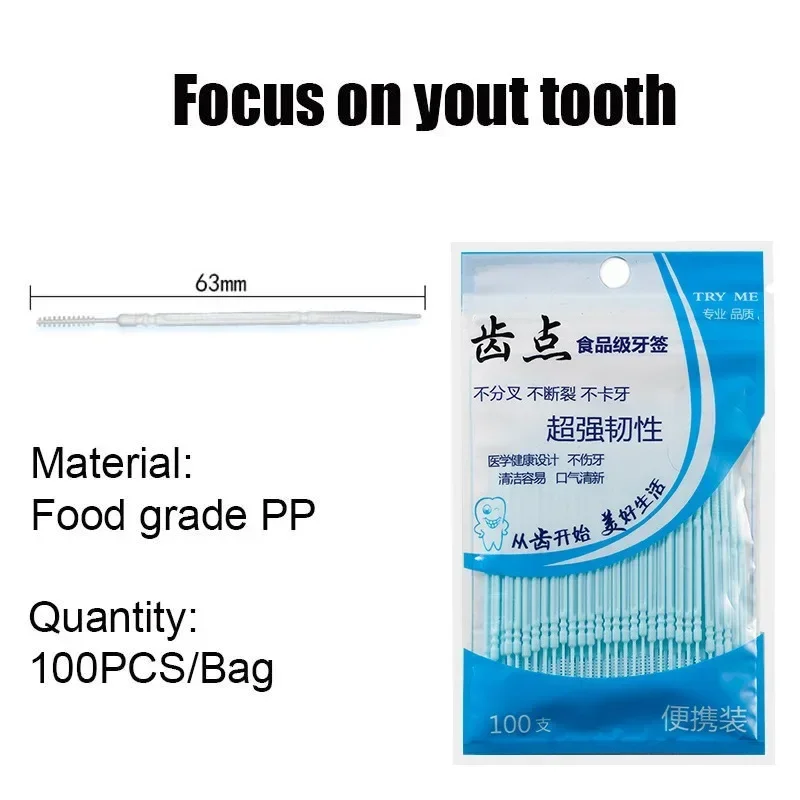 Toothpick Set 100PCS Double-headed Dental Brush Toothpick Oral Care Teeth Sticks Floss Pick Tooth Cleaning Tools Interdental Toothbrush toothpick set dental floss sticks toothpicks set interdental brushes