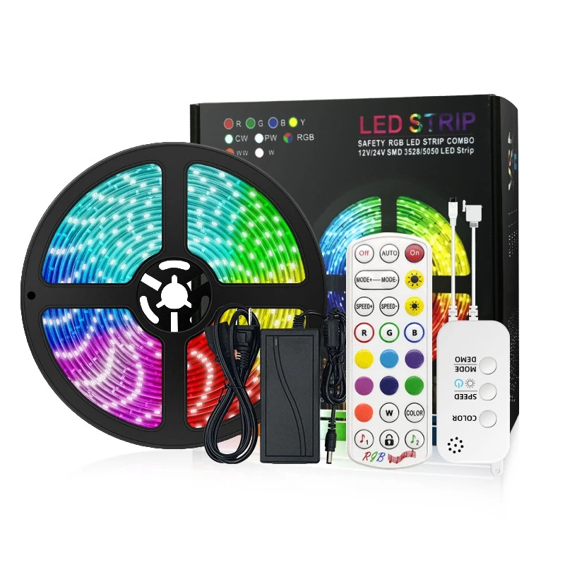 

Waterproof LED Light Strip 5050RGB Music Light Strip 15M 450 Light Intelligent Bluetooth 24 Key Colorful Light