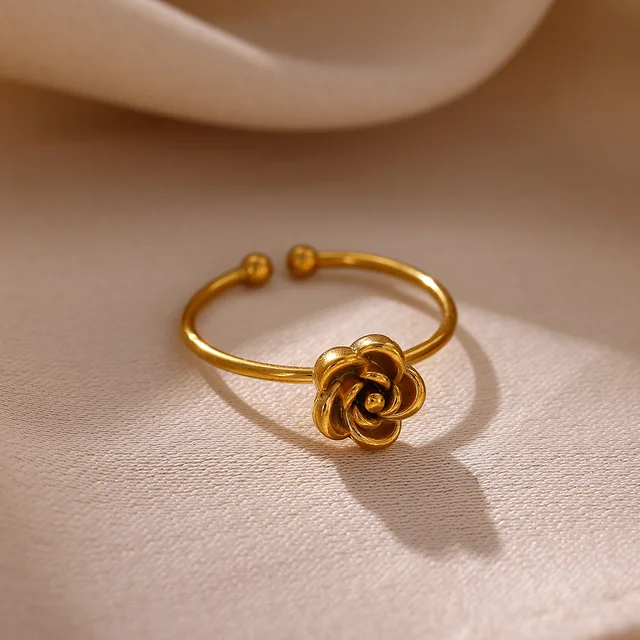 Bague d'été imperméable couleur or rose pour femmes, anillos romantiques en forme de fleur de marguerite, en acier inoxydable, cadeaux élégants pour fête