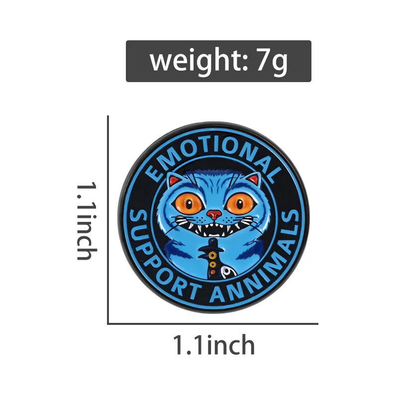 Emotional Support Animals Enamel Pins Cartoon Anime Character Brooches Lapel Badges Blue Tiger Raven Jewelry Gift for Friends 2
