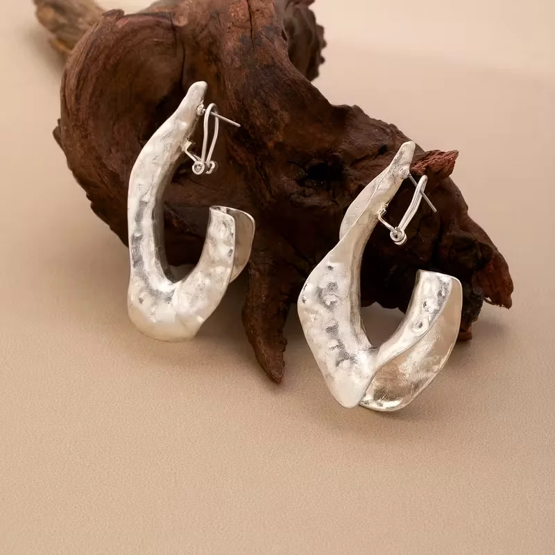 Exaggerated Creative Irregular Geometric Teardrop Shaped Earrings for Women Vintage Earring Party Jewelry Gifts