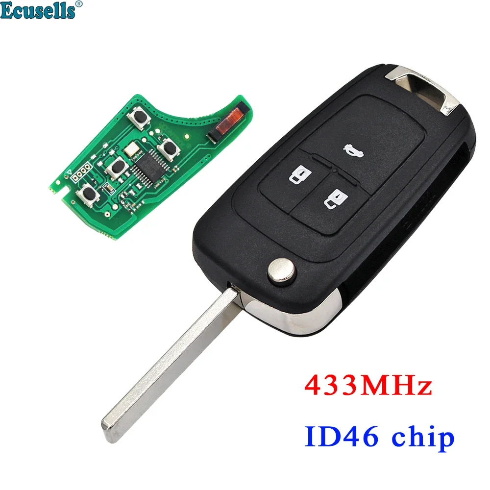 

3-кнопочный дистанционный ключ 315 МГц 433 МГц с чипом ID46 для Chevrolet Cruze Aveo Orlando Trax HU100 Uncut