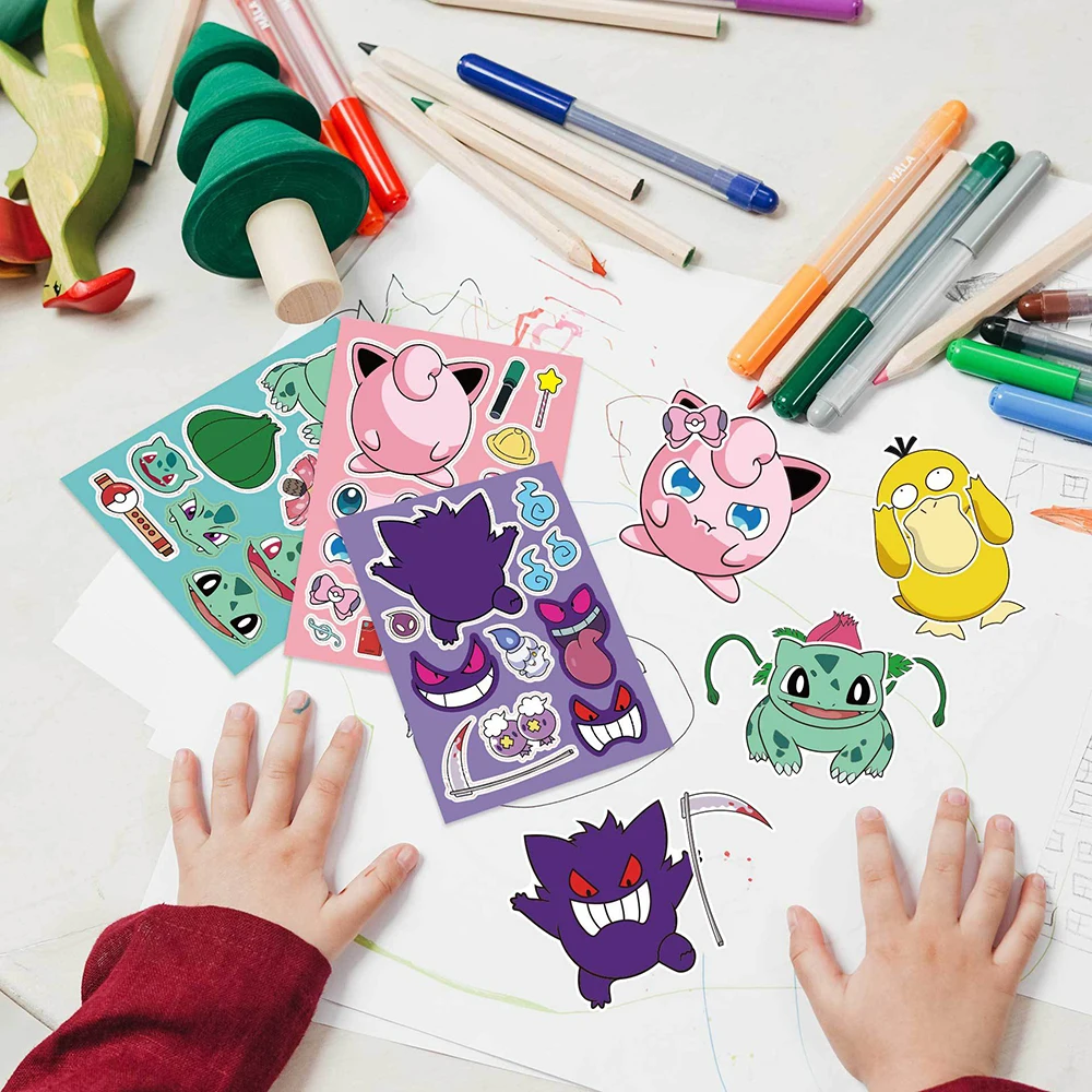 Pocket Monsters Puzzle Stickers DIY Kawaii Pikachu Cartoon Anime Luggage Notebook Skateboard Decals Decoration Kids Toys Gifts 5