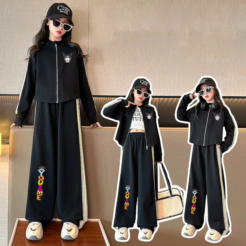 

Sanrio Kuromi Y2K Kids Tracksuit Cartoon Spring Autumn Outdoor Sportswear Cute Casual Training Suit Anime Sports Suit Girl Gift