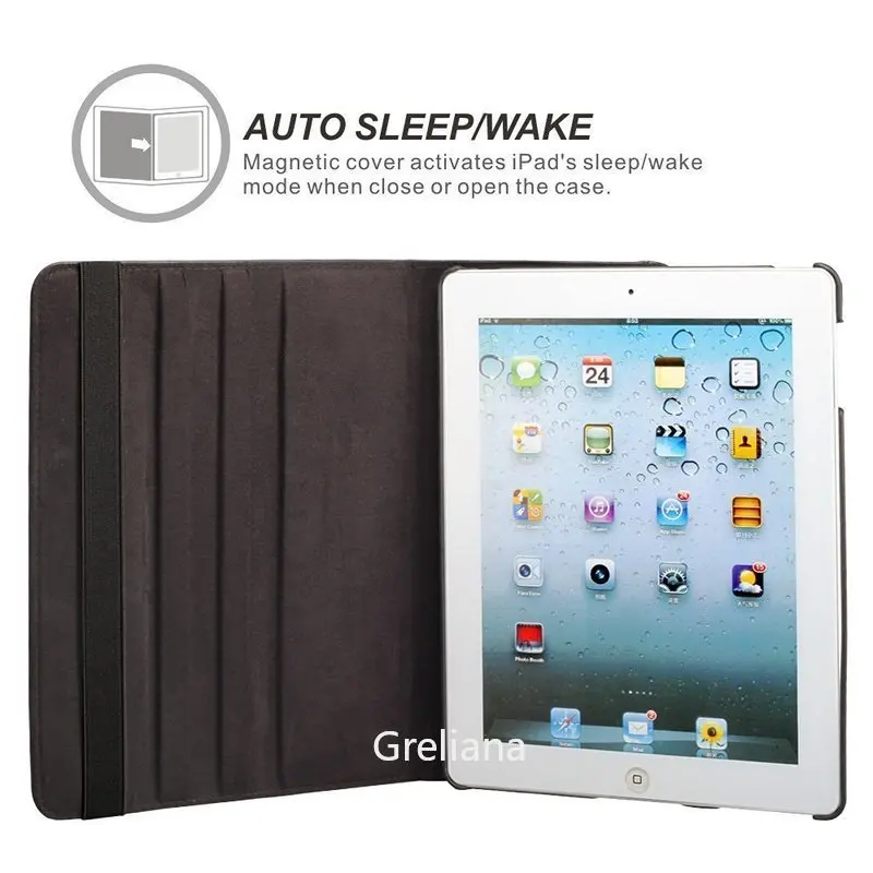 For iPad Case 360 Degree Rotation PU Leather Cover iPad