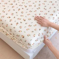 1pc Bedsheet with Elastic Band Pure Cotton Fitted Cover Adults Kids Bed Cover Home Mattress Protector couvre lit (No Pillowcase) 1