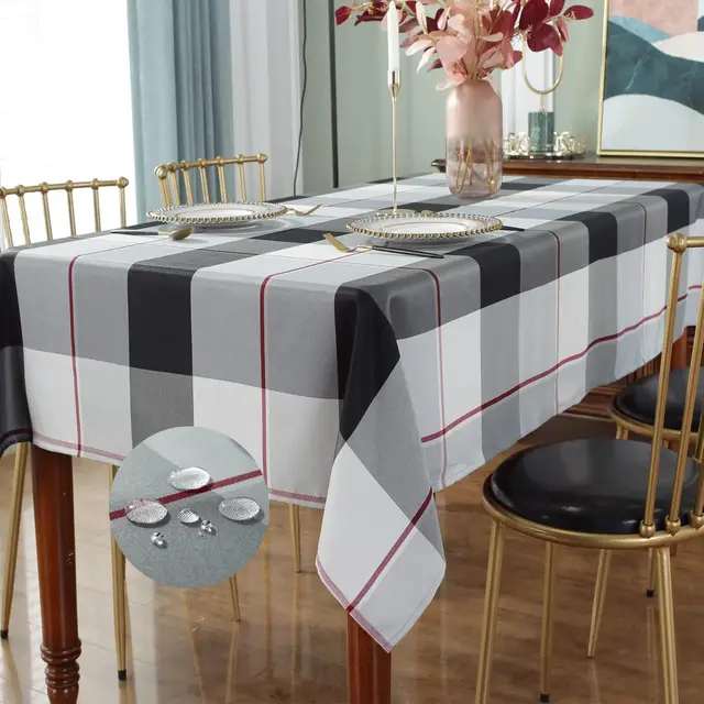 Tovaglie rettangolari a quadretti Impermeabile per fattoria Coperta per tavolo da picnic per interni ed esterni Decorazione per tavolo da pranzo per cucina per feste 4