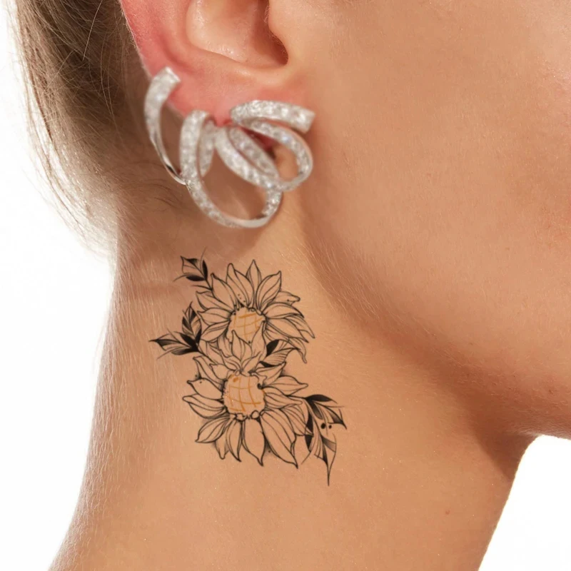 

Rose Flowers Waterproof Temporary Tattoo Sticker Sexy Black Leaves Branch Thorn Fake Tattoos Flash Tatoos Arm Body Art for Women