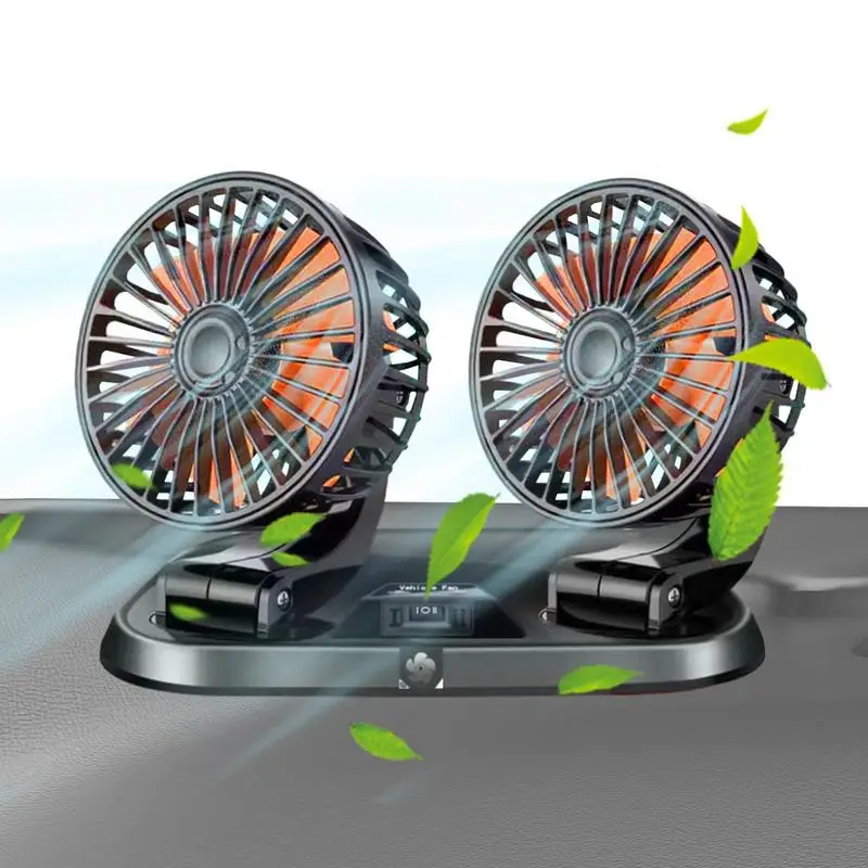 

Cooling Air Fan 360 Degrees Rotatable Dual Head 12V/24V Adjustable Vehicle Fan USB Cooling Fan Energy Saving Car Accessories For