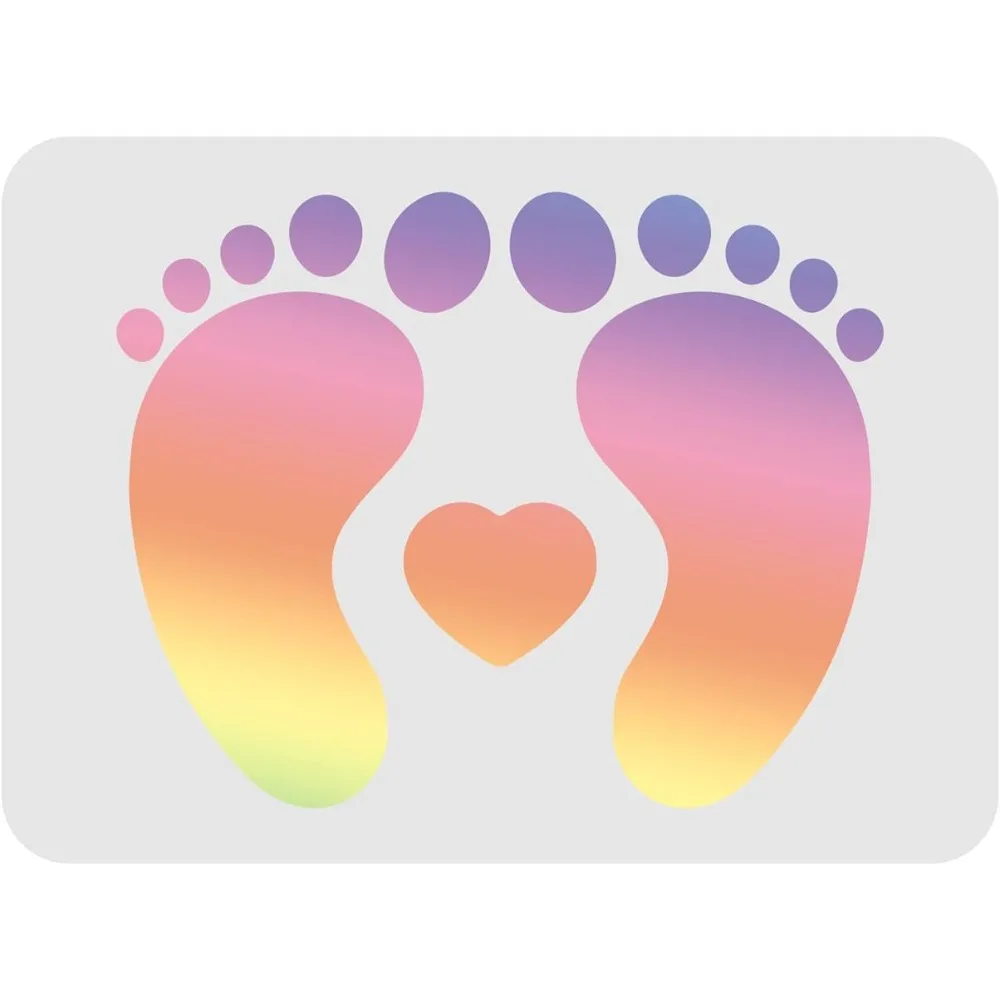 

Footprint Stencil Template 11.6x8.3 inch Plastic Baby Shower Footprint Pattern Drawing Painting Stencils Rectangle Reusable