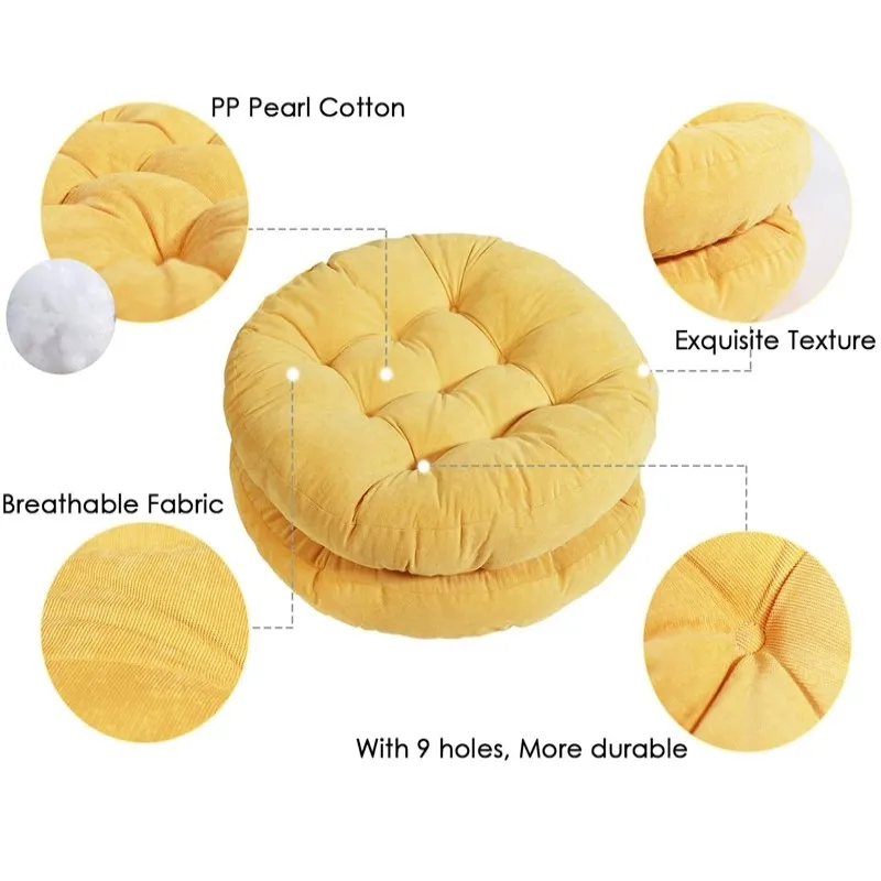 Grey Floor Seat Cushion Pillow Round Large Pillows Seating for Adults Tufted Corduroy Floor Cushions for Living Room Tatami 방석 4