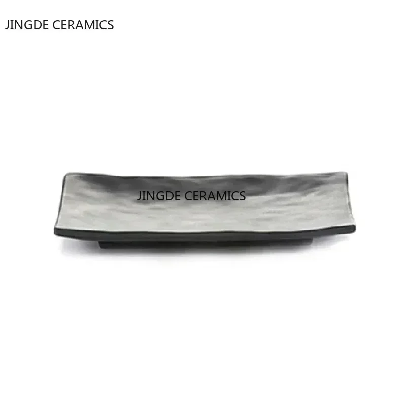 Black Scrub Striped Barbecue Meat Sushi Plate Melamine Kitchen Cutlery Korean Cuisine Saury Fruit Dessert Sushi Storage Plate dining dish