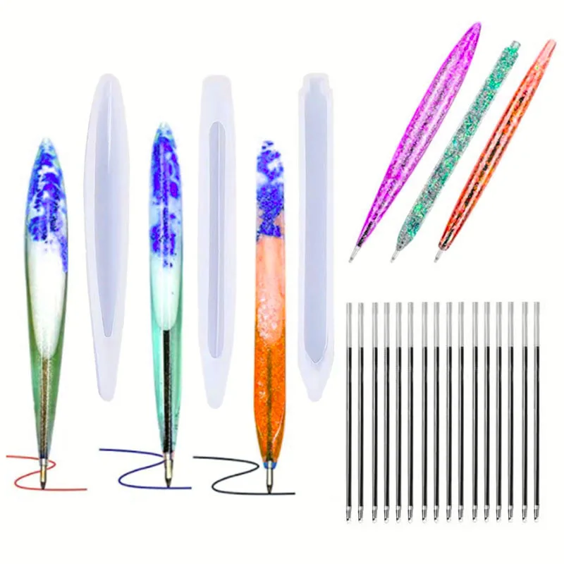 DIY Ballpoint Pen Resin Mold Transparent Mirror Silicone Mold Pen Holder Mold UV Epoxy Jewelry Making Decoration Crafts Molds