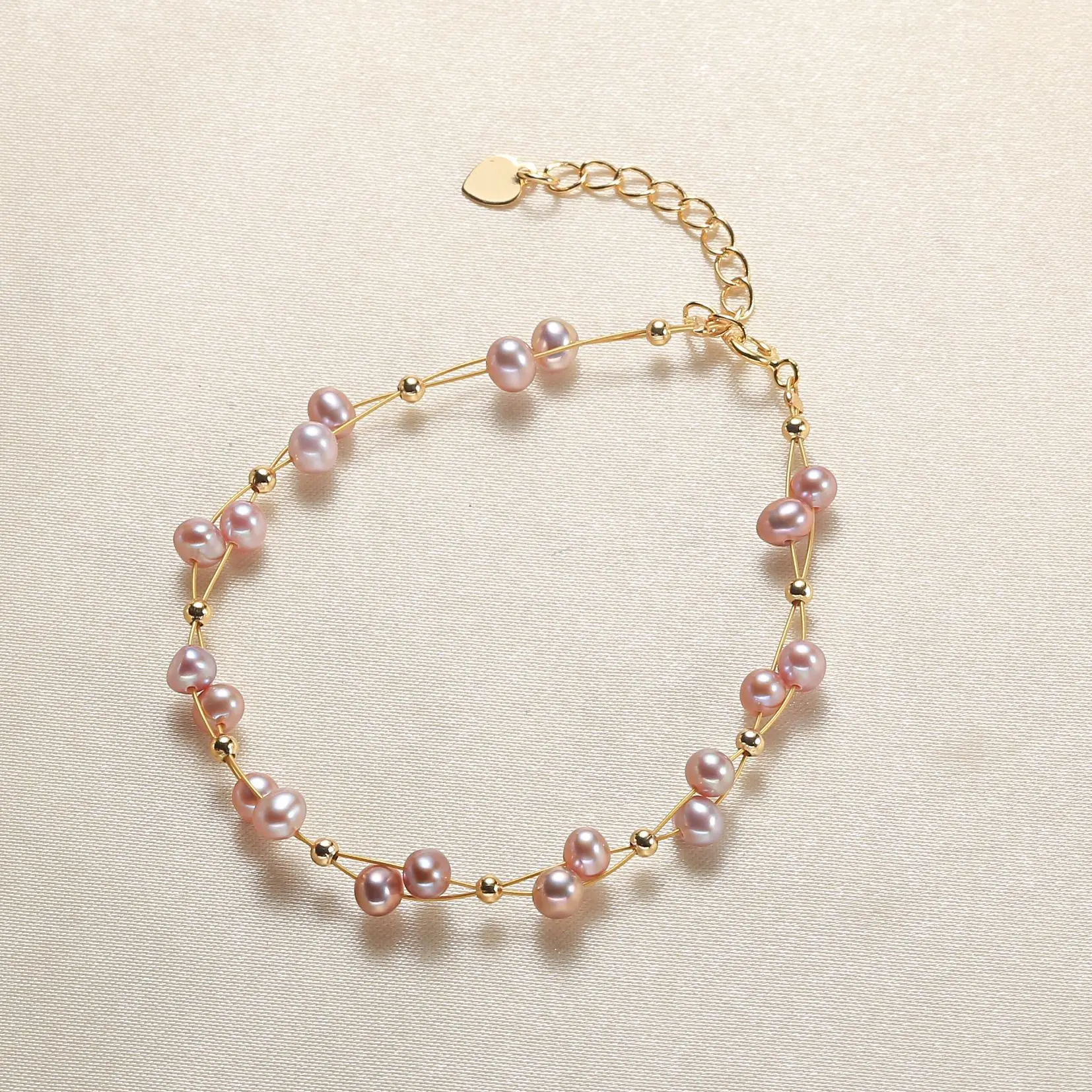 Wedding pure 18K Gold Romantic Bracelet Pearl Jewelry Double Natural Freshwater Pearl Bracelets for Women Birthday Gift