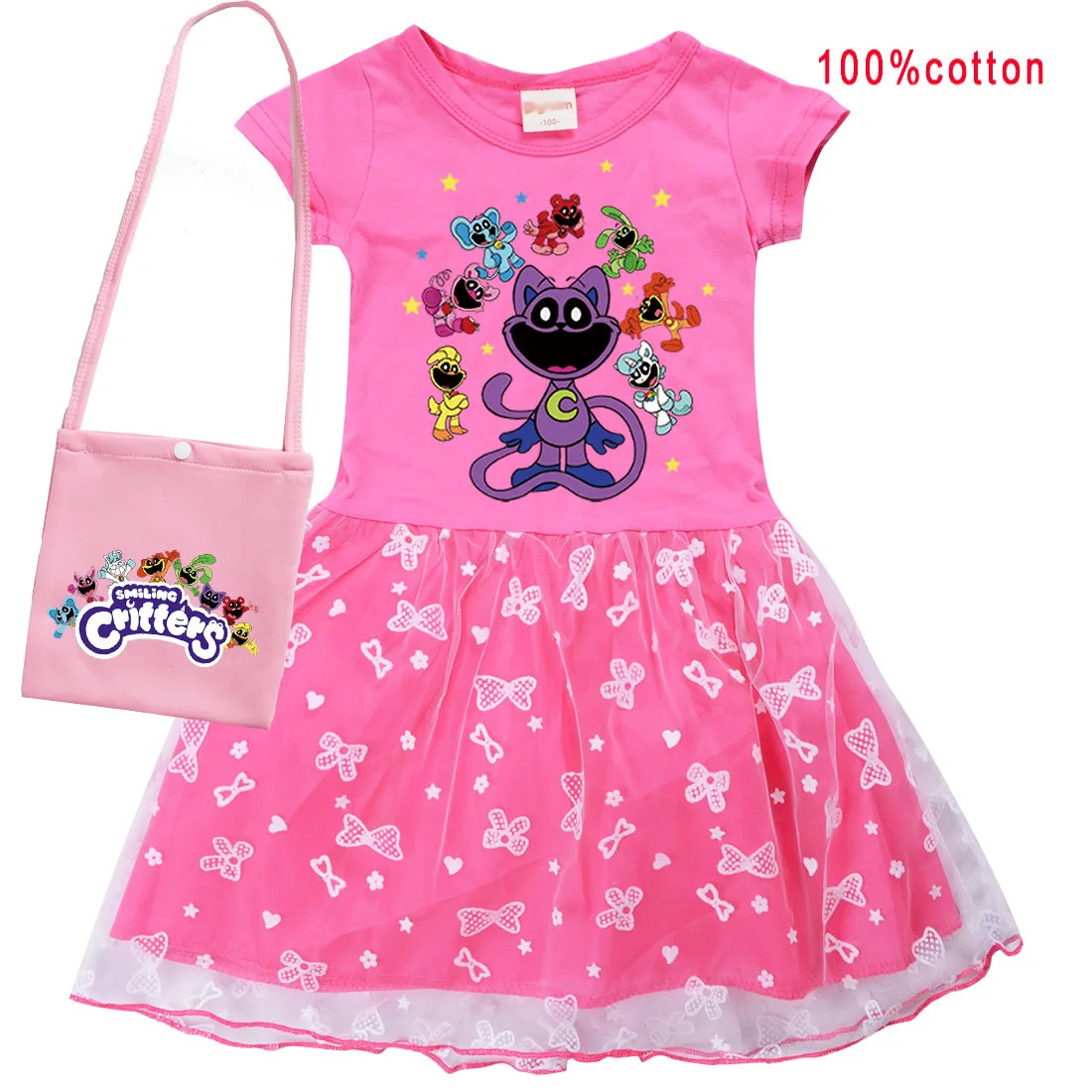 Smiling Critters Catnap Baby Cat Tastic Cosplay Costumes Girls Dresses Kawaii Kids Princess Dress with Bag Birthday Party Gifts