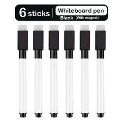 Magnetic Erasable Whiteboard Pen for Classroom and Office Use (Black Magnetic-6PCS)