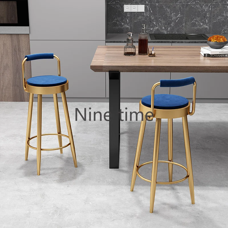 

Gold Leg Round Bar Chairs Makeup Artist Vanity Salon Dining Bar Stool European Design Sgabello Cucina Alto Luxury Furnitures