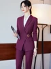 Office Ladies Pant Suit Women Black Blue Wine Female Business Work Wear Jacket Blazer and Trouser Formal 2 Piece Set 2