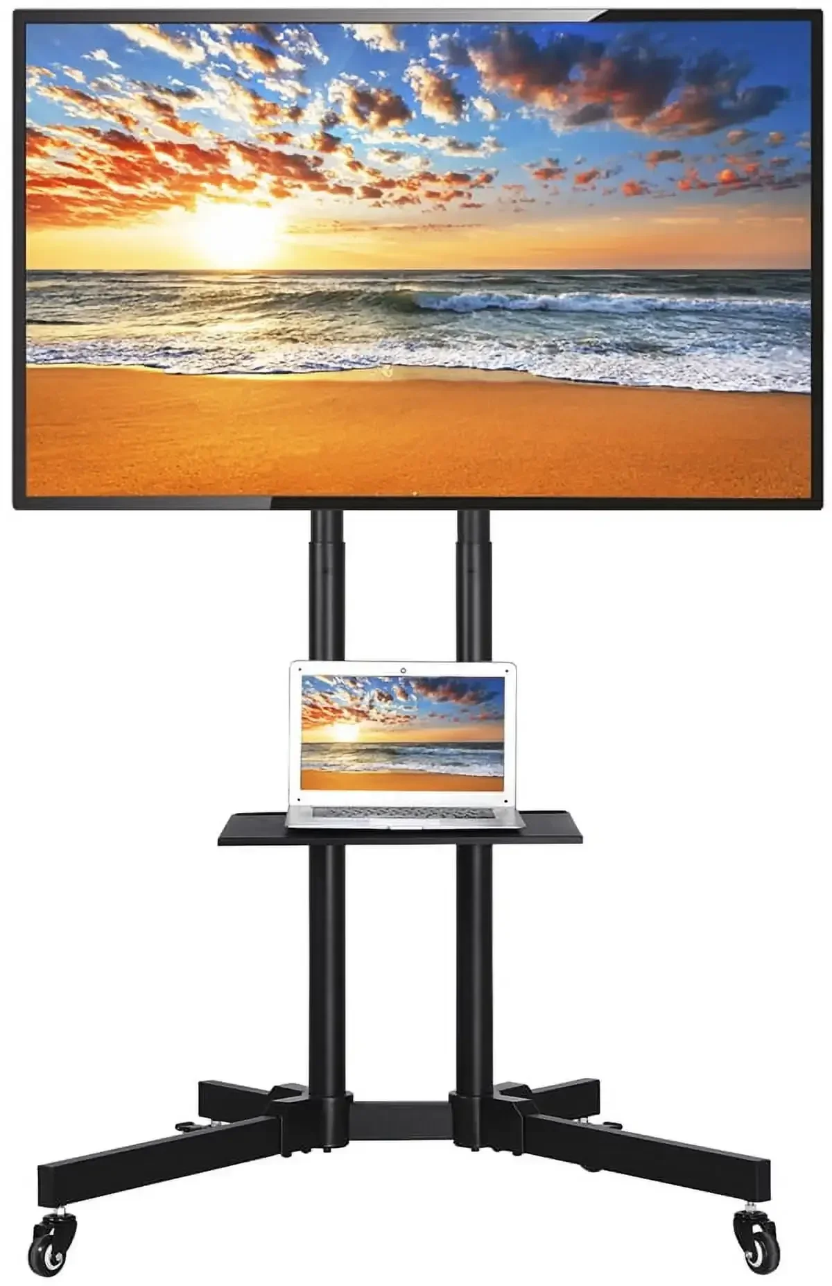 

Easyfashion Modern Mobile TV Stand Rolling TV Cart for Flat Panel TVs up to 75'', Black
