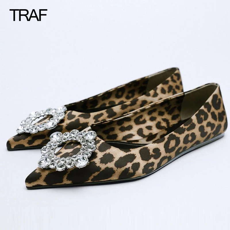 Traf Summer Women's Flat Shoes 2022 Shoes Without Heels Rhinestone