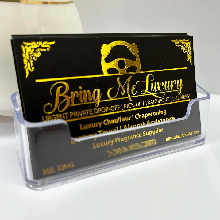 

Custom 700gsm Black Paper Business Card Gold Printing Visiting Cards With Golden Edge