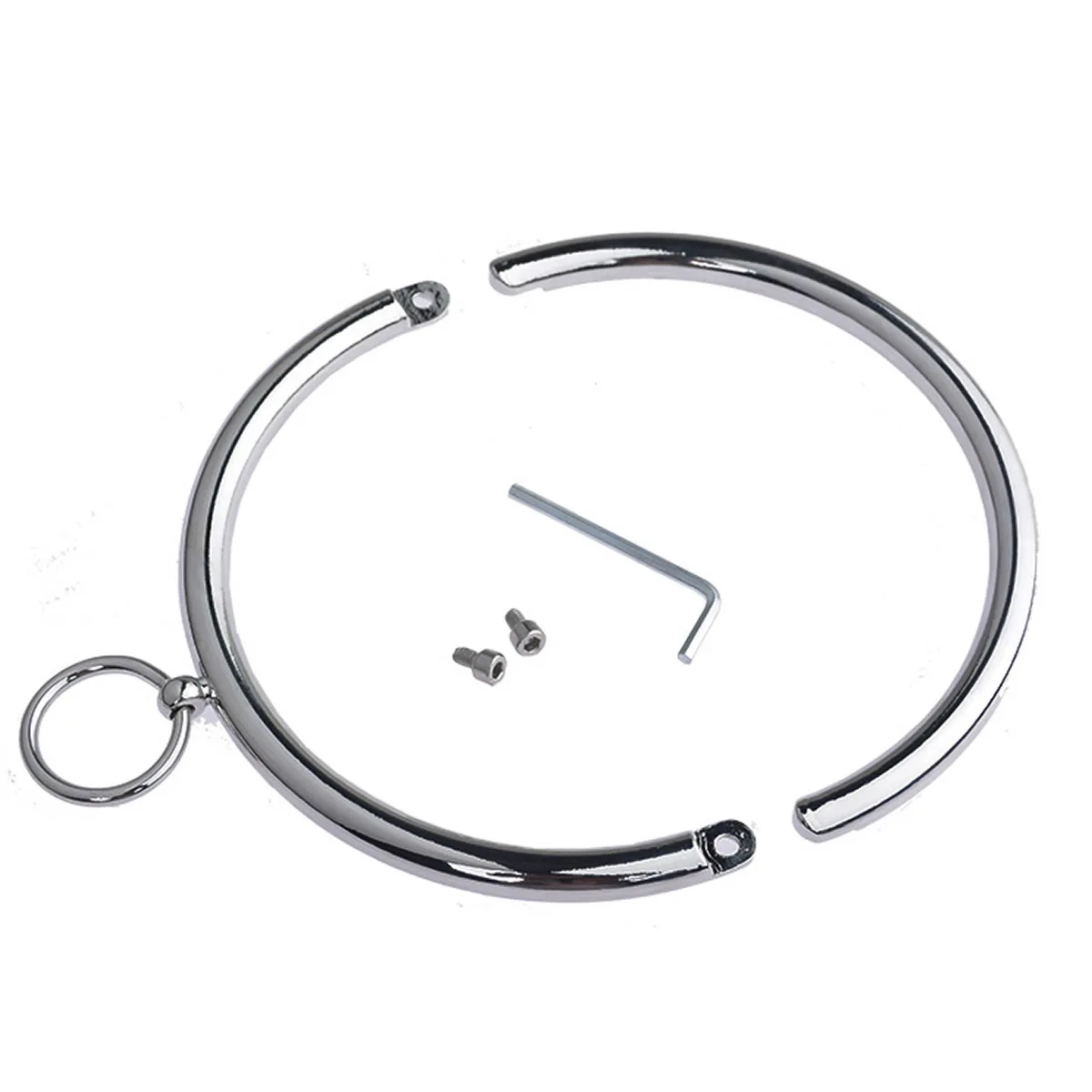 Metal Male Female Lockable Slave Neck collar Hex wrench Restraint Bondage Locking Choker O-Rings Chain Leader BDSM Couple BDSM sex toys