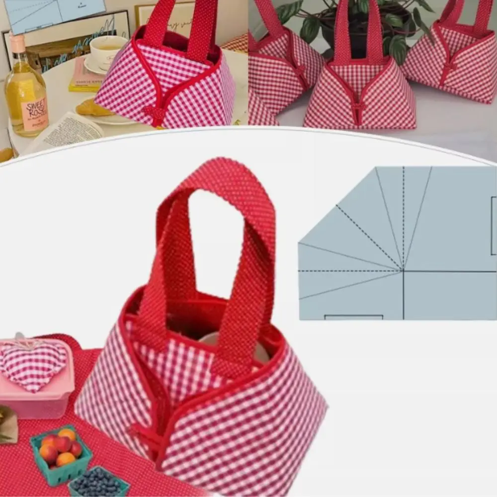 DIY Fabric Foldable Food Basket Sewing Template Transaprent Acrylic Tote Bag Template Portable Purse Handbag Sewing