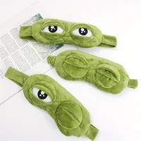 Cute Funny Sad Frog Sleep Mask (15×10cm) - 3D Movable Eye Plush Eye Mask, Soft & Breathable for Light Blocking,Ideal for Nap - Image 4
