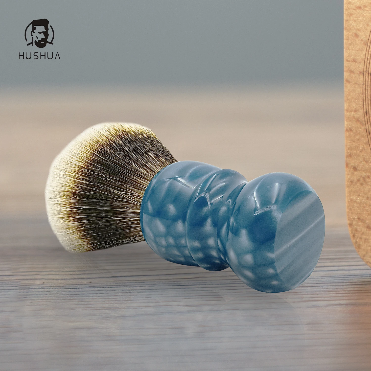 GDMG Sea Blue Dragon Scale Pattern Handmade Shaving Brush, Can Be Customized Service Logo Pattern And Size