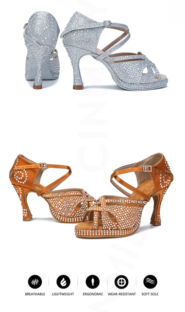 Scarpe Danza Latina Bambina - Scarpette Eleganti Per Ballo Tango E Sala Da Ballo - Foto 5