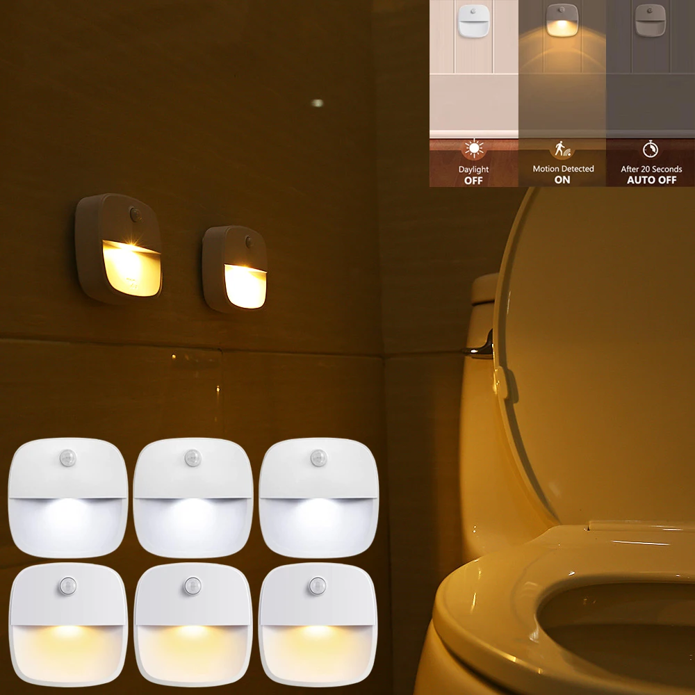 

3Pcs LED Motion Sensor Night Light Battery White/Warm White Wireless Wall Lamp for Kitchen Hallway Cabinet Closet Wardrobe Stick