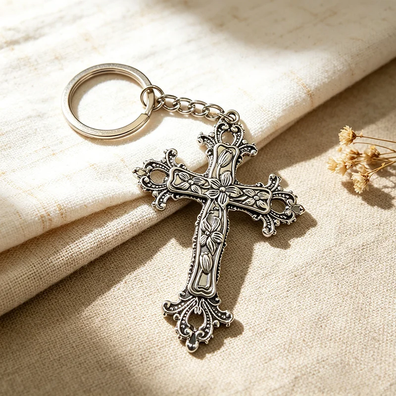 1 stücke Vintage Goth Kreuz Schlüsselbund Auto Frauen Männer Tasche Zubehör Schmuck Geschenke Schlüsselanhänger Großhandel Halter