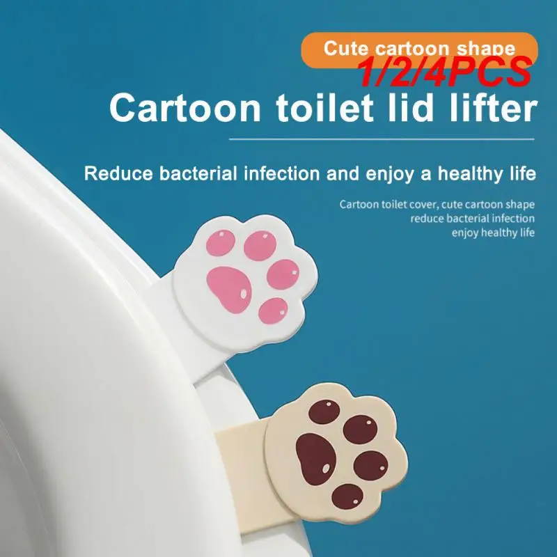 1/2/4PCS Cute Cartoon Toilet Lid Lifter Creative Cat Claw Shape Toilet Handle Plastic Convenient Clamshell Opener Bathroom