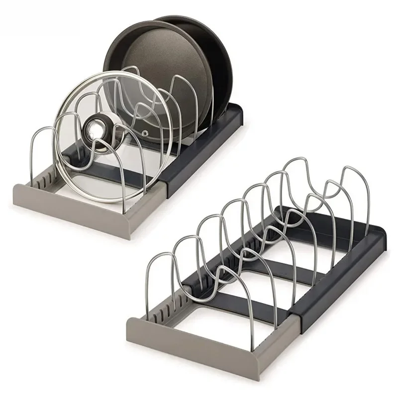 

Kitchen Cabinet Organizers for Pots and Pans Expandable Stainless Steel Storage Rack Cutting Board Drying Cookware Shelf