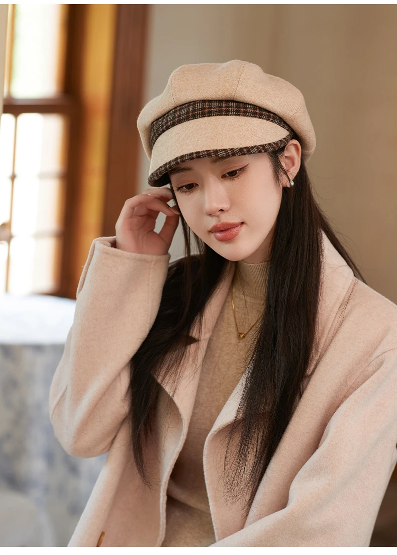 Cappello ottagonale in tweed caldo per uomini e donne da strillone invernale unisex per cappelli da detective maschili berretti piatti retrò chapeau_voghion.com