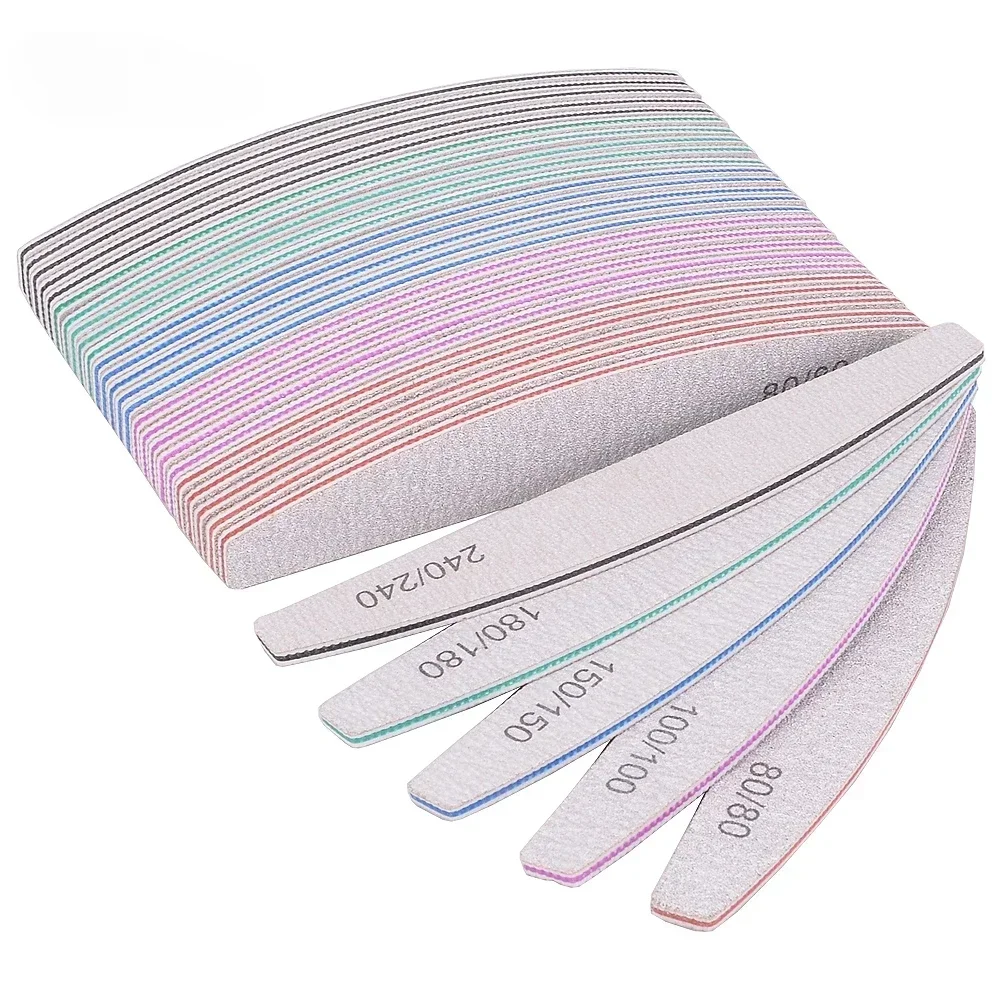 nail file 5/10Pcs Professional Nail File 150/180 Sandpaper Strong Thick Nail Files Sanding Half Moon Lime nail accessories and Tools