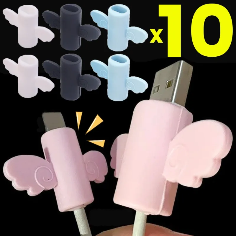 ที่ม้วนสายชาร์จแบตเตอรี่รูปการ์ตูนแบบสากลฝาครอบตัวป้องกันสายไฟสายข้อมูลโทรศัพท์มือถือที่ชาร์จสายป้องกันสายรัดศีรษะ 1