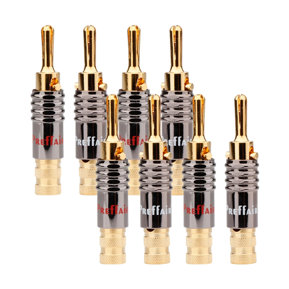 

4pca Preffair Banana Connector Hi-Fi Magnetic Handling 24K Gold plated Self-locking Speaker Banana Plug