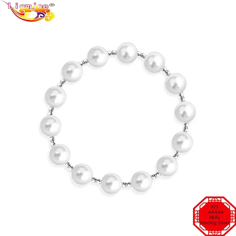 

Liemjee Round Beads Pearl S925 Silver Bracelet Fashion Luxury Party Wedding Jewelry For Women Feature Charm Girlfriend Gift