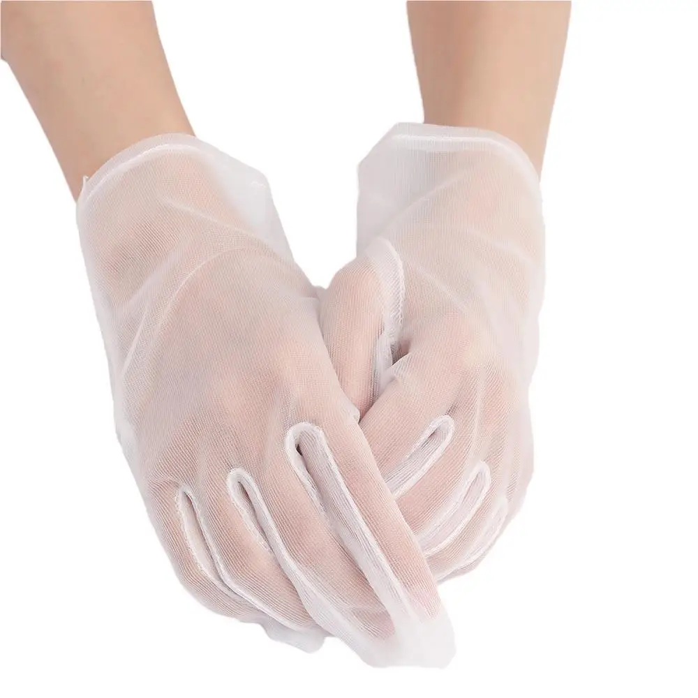 

Женские сексуальные черные прозрачные белые короткие перчатки из искусственного шелка, перчатки с искусственными пальцами, сетчатые