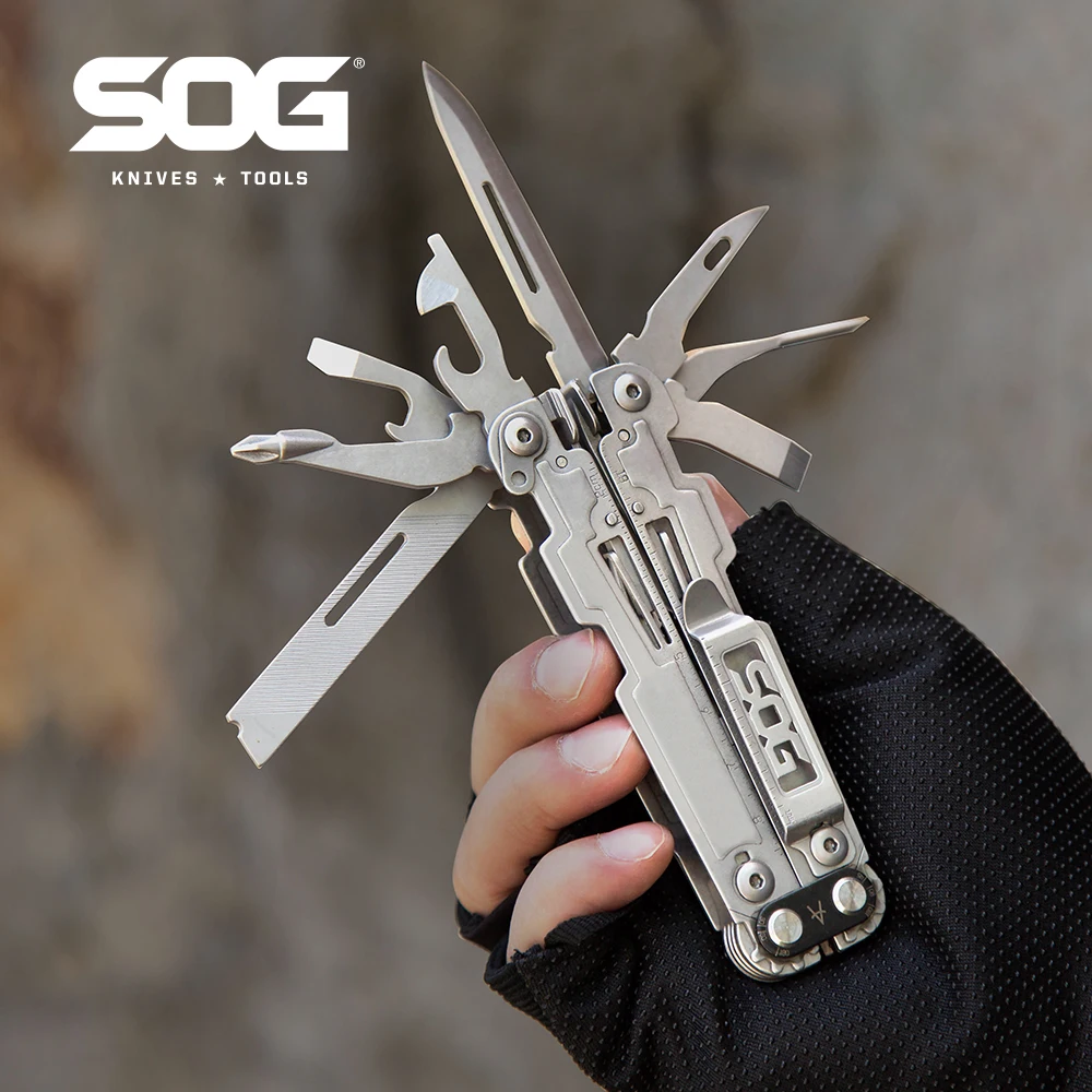 SOG PowerAccess 18 in 1 멀티툴 접이식 펜치(나이프 포함) 접이식 휴대용 EDC 도구 세트 캠핑 하이킹 생존 수리용