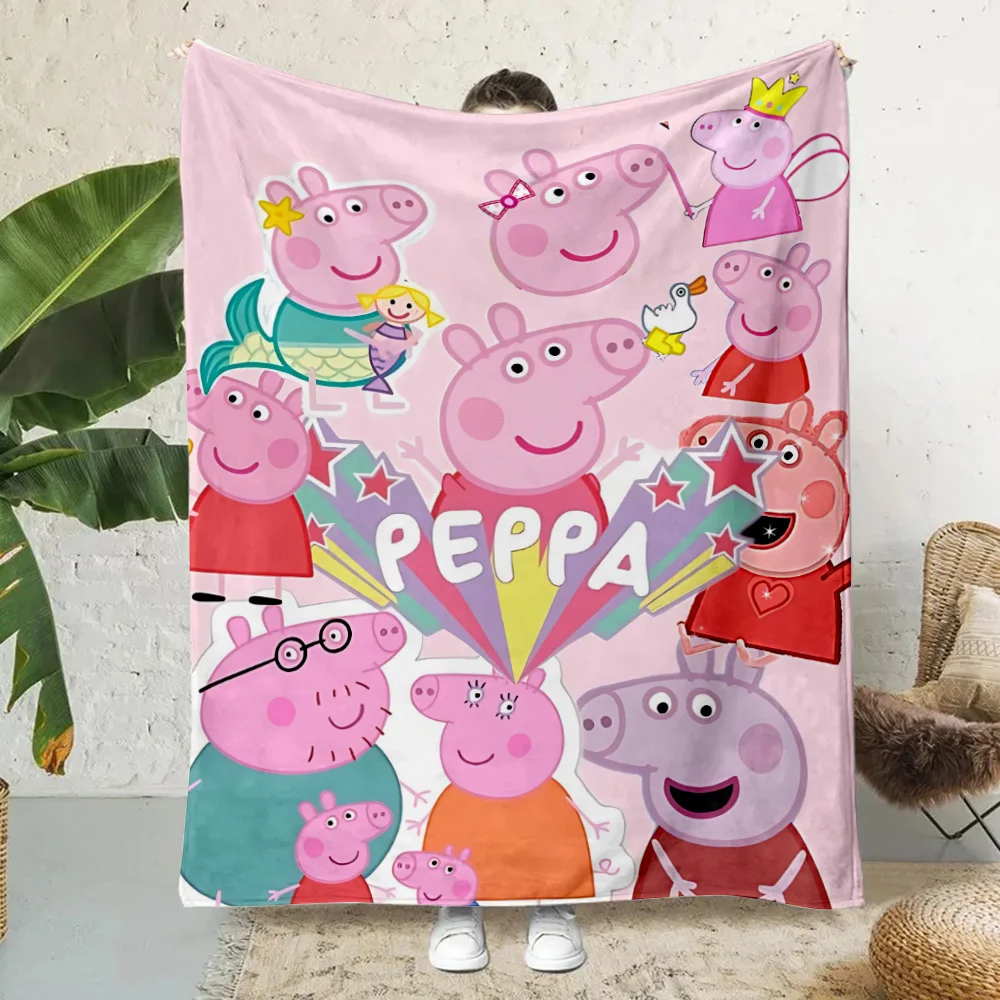Cartoon P-Peppa Pigs Printed Blanket Picnic Blankets Warm Blanket Soft and Comfortable Blanket Home Travel Birthday Gift 5