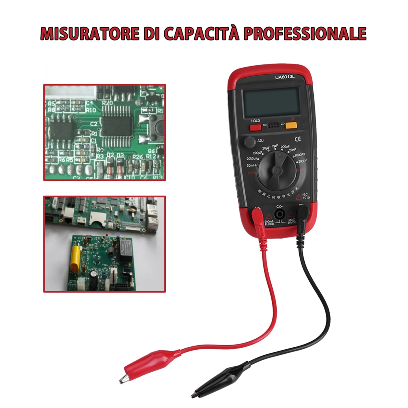 Capacitor Meter Tester UYIGAO Digital Battery Powered Capacitan Capacitor Meter Tester 6013L LCD Display Meter Tester Capacitan 5