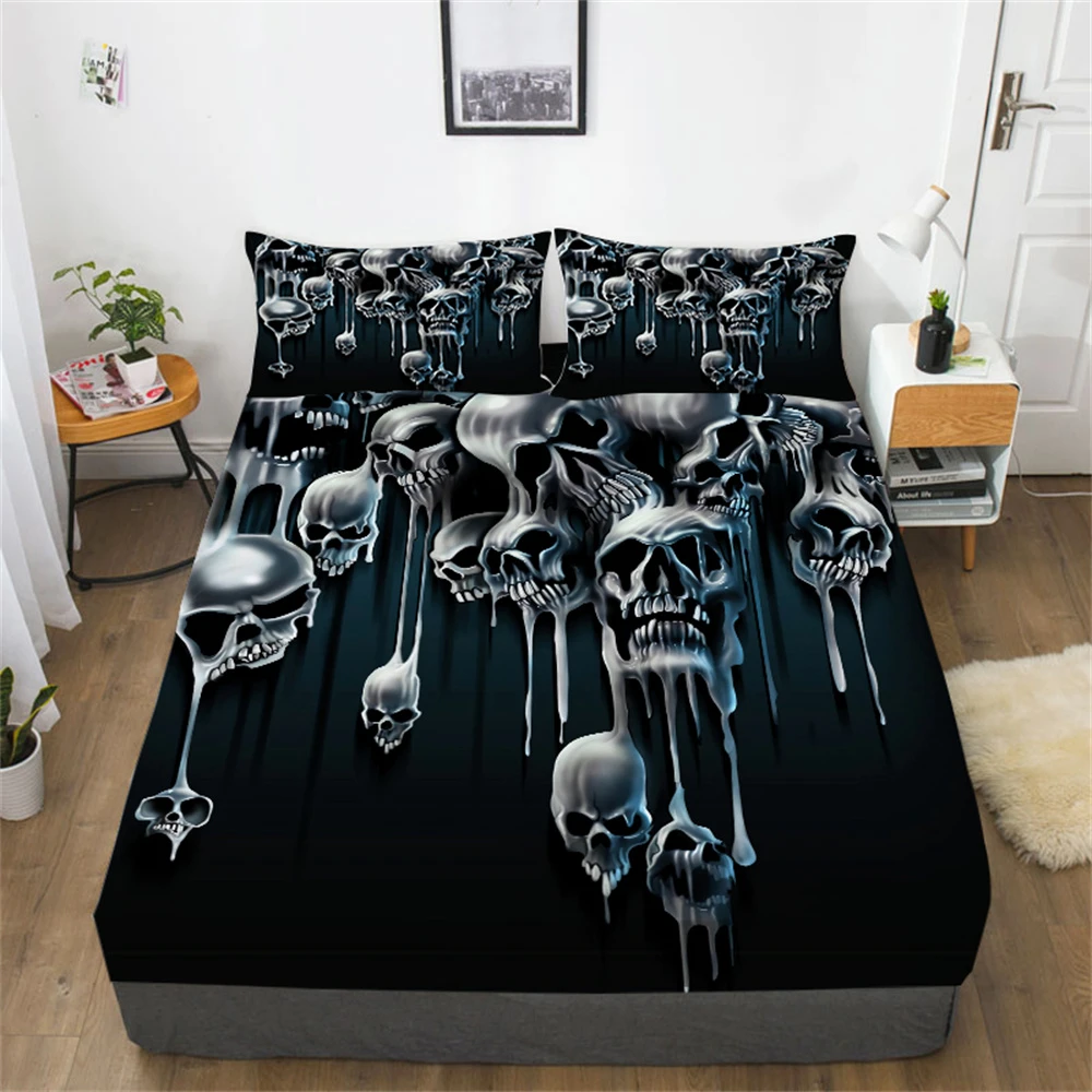 Amigo por correspondencia hazlo plano Huerta Juego de ropa de cama con estampado 3D de calavera para hombre y mujer,  juego de sábanas de tamaño King, ropa de cama para el hogar, sábana  ajustada de algodón, funda Nórdica| | -